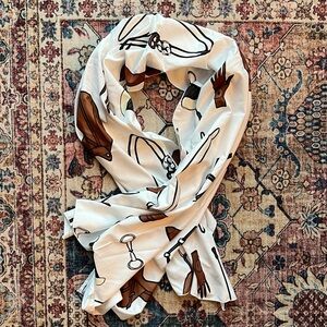 Elegant White Equestrian Scarf, NWOT